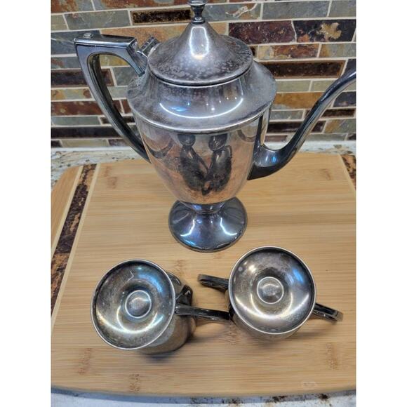 Vintage Coffee Service, Silver Plate, Server Pot, Sugar Creamer Set - Picture 4 of 7